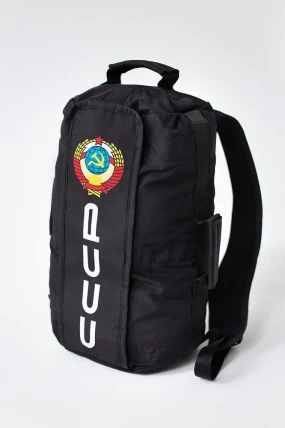 Чёрный мужской рюкзак с гербом СССР передняя сторона