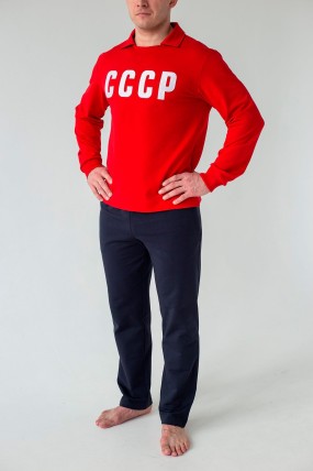 Красное поло СССР с длинным рукавом задняя сторона